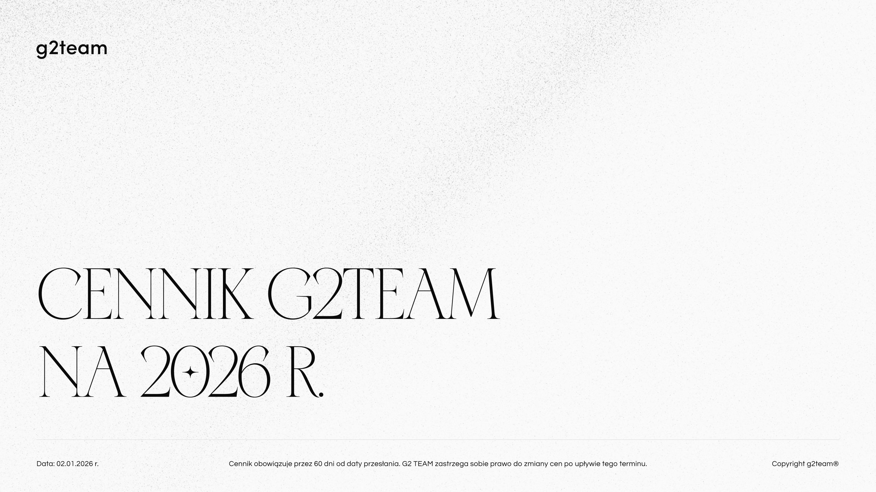 Cennik G2TEAM